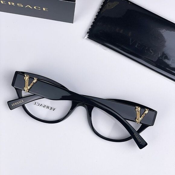 NEW Versace VE3282 GB1 Black Cat Eye Women Eyeglasses - Picture 9 of 12